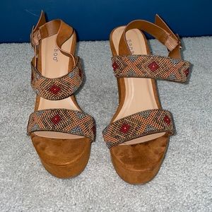 Brown Boho Wedges